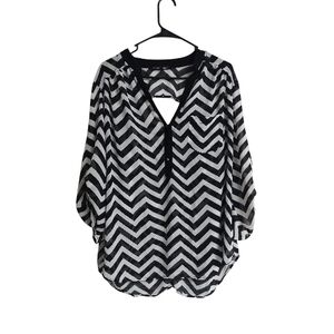 HeartSoul Black and White Chevron Blouse